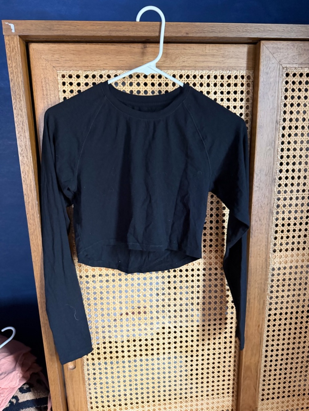Alphalete Black Cropped Long-Sleeve Crewneck Top